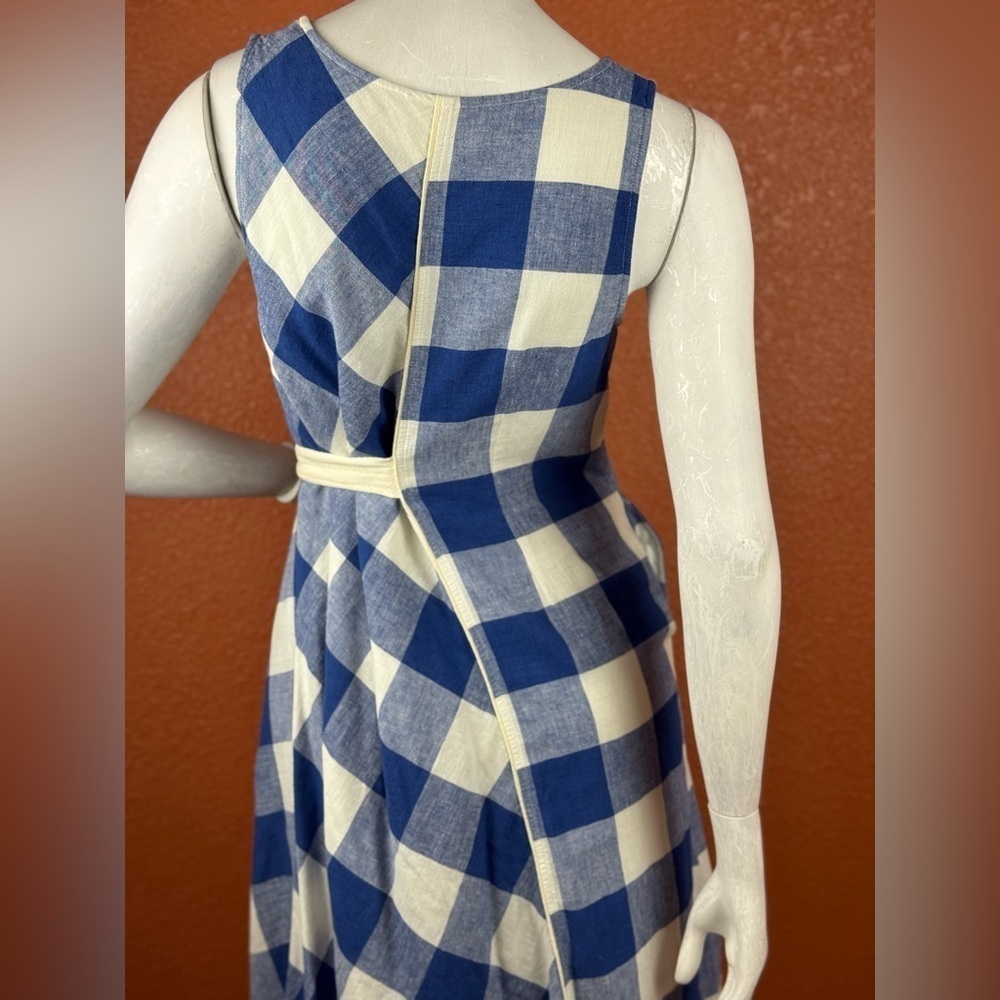 Maeve Blue and White Asymmetrical Wrap Sundress Size XSP. A14 - Picture 12 of 16